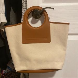 Rattan Style Round Top Handle Bag (New)